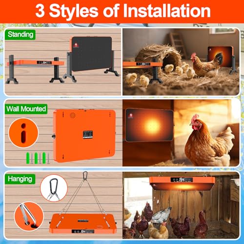 Chicken Coop Heater for Winter,200W Smart Brooder Coop Heater with Overheating Protection,Radiant Heat Panel with Remote Control Timer & Adjustable Temp,Large Heat Warmer for Chicken Kitten Puppy Pets