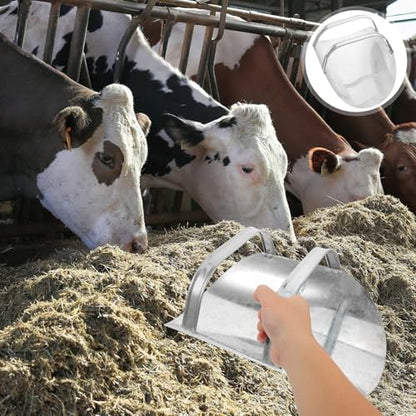 Thickened Iron Feed Scoop for Livestock – Large Poultry and Grain Scoop with Double Handle for Horse Goat Sheep Feeding in Agricultural Use