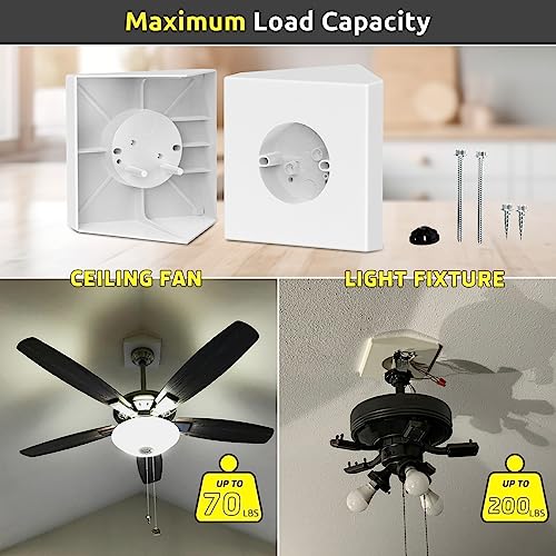Fan Mounting Box, Ceiling Fan Mounting Bracket, Ceiling Fan Mounting Box, Ceiling Fan Mounting Kit, Fan Mounting Bracket, Fits Cathedral Ceiling Angles of 80° or Up, White,1-Pack - color: White