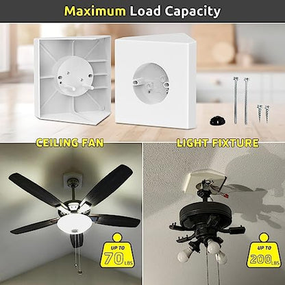 Fan Mounting Box, Ceiling Fan Mounting Bracket, Ceiling Fan Mounting Box, Ceiling Fan Mounting Kit, Fan Mounting Bracket, Fits Cathedral Ceiling Angles of 80° or Up, White,1-Pack - color: White