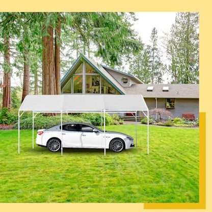 10 x 20 ft Heavy Duty Carport Canopy Waterproof Garage Car Shelter Tarp Tent for Car Canopy Replacement Cover with 50 Ball Bungees, Only Top Cover, Frame is Not Included - style: 10 x 20 ft
