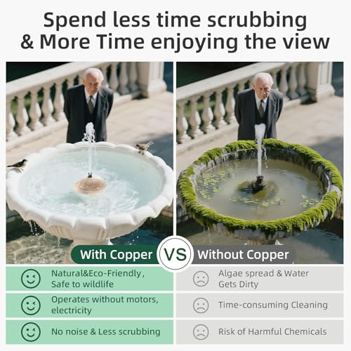 Copper Disk for birdbath, Chicken,Dogs & Cats Water Feeder, 99.9% Pure Copper Disk, Physical Safe Clean Water, Universal Fit for Outdoor Birdbaths, Pets Water Bowls,Year-Round Use (1 Pcs) - style: 1 pcs