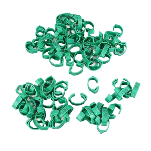 SUNGOOYUE 100 Pcs Chicken Leg Rings Plastic Numbered Poultry Identification Bands Clip On Round Ankle for Chickens Ducks Hens Breeders Farm Flock Tracking (100Pcs Green Rings with Number Markers) - color: 100Pcs Green Rings with Number Markers
