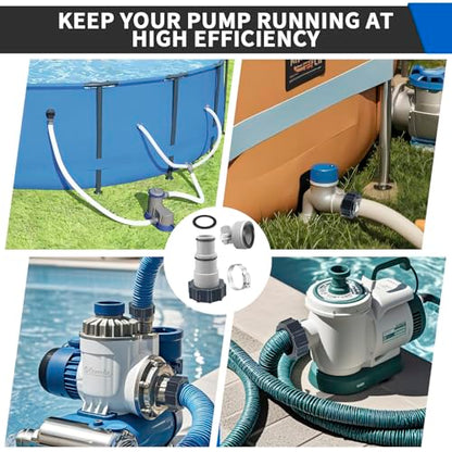 4 Pack Pool Hose Adapter, 1.5" to 1.25" Pool Hose Connector with Clamp and Washer for Intex Threaded Connection Pump Hoses Above Ground Pools Accessories