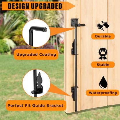 36" Heavy Duty Cane Bolt Gate Drop Rod-Steel Gate Ground Latch Designed for Wood Metal Vinyl Gates or Double Doors Fence Applications-2 Pack - size: 36 Inch-2 Pack