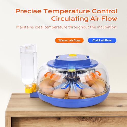 18 Egg Incubator, for Hatching Eggs with Automatic Egg Turner, Temperature & Humidity Control, Built-in Egg Candler, Ventilation, Incubation Days Display, for Chicken, Duck, Goose and Quail Eggs