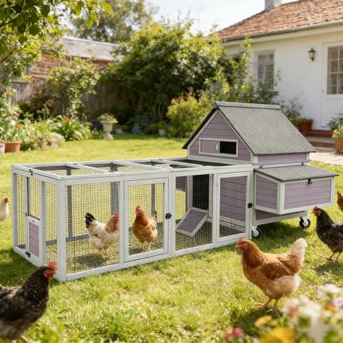Aivituvin Chicken Coop Run Extension Rabbit Enclosure Outdoor Duck Hen Playpen - color: Grey, size: 79.0"L x 37.8"W x 20.7"H