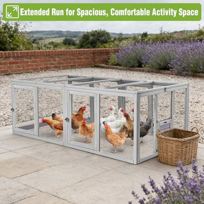 GUTINNEEN Large Chicken Run Extension with 20.73 sq.ft Space, Sliding Chicken Door, 1/2" Galvanized Wire, Secure Locks & Easy-Access Doors, Cozy Coop Chicken Cage Poultry Cage Outdoor - size: 79"L x 37.8"W x 26.8"H