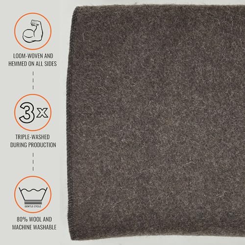 Arcturus Military Wool Blanket - Warm, Thick, Washable - Great for Outdoors, Camping, Stadium Blanket, Picnics, Travel - Car & Bushcraft Survival Kits - color: Chocolate
