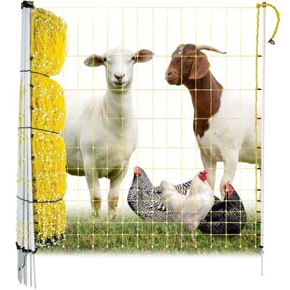 Premier 1 Portable Electric Chicken Net with Built-in Posts | 48"H x 164'L | Yellow Poultry Fence for Backyard Chickens, Ducks, Turkeys