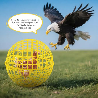 AceOrbit 3 Pcs 15 Inch Yellow Ball Chicken Animals Cage, Plastic Rolling Orb Movable for Chickens Rabbits Birds Pigeons, Outdoor Farm Range Portable Round Coop Hutch Safety Globe Prevents Dog Bites - size: 15.8 Inch