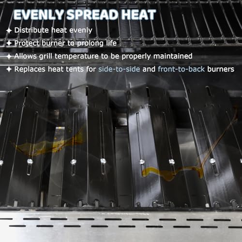 Universal Porcelain Steel Adjustable Grill Heat Plates Heat Tents Heat Shields Grill Burner Cover,Compatible with Charbroil, Nexgrill, Brinkmann, Dyna Glo etc.,Extends from 11.75" up to 21" L, 4 Pack - size: Porcelain Enameled 4-Pack