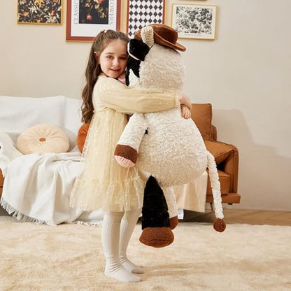 IKASA Giant Cow Stuffed Animal Plush Toy,30 Inches Large Big Jumbo Soft Toys, Huge Size Cute Fluffy Plushy Fat Oversized Plushie - style: Cow