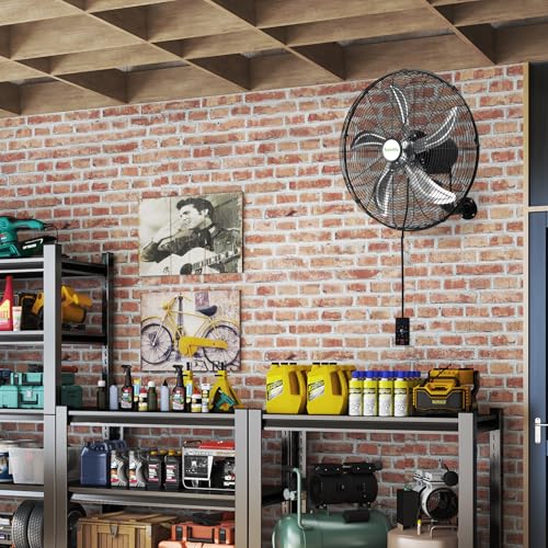 hykolity 20" Oscillating Wall Mount Fan, 5900 CFM High Velocity Wall Mounted Fan with 3 Speeds, Heavy Duty Industrial Wall Fan with Wired Remote for Garage, Commercial and Warehouse - size: 20 inch with Remote