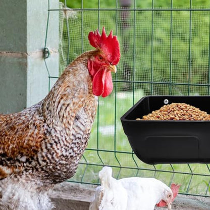 Yardwe Chicken Feeder Trough Large Holding Capacity with Weatherproof Design Easy to Install for Poultry Livestock - color: Black