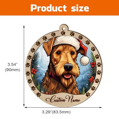 Personalized Airedale Terrier Ornament, Airedale Terrier Christmas Ornament, Custom Name Airedale Terrier Dog Suncatcher for Christmas Tree - color: Airedale Terrier