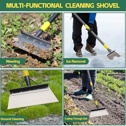 Garden Cleaning Shovel, 76" Adjustable Floor Scraper Long Handle Heavy Duty Tool, Multifunctional Flat Shovel Gardening Tools for Digging, Weeding,Scraping, Ice Remove...