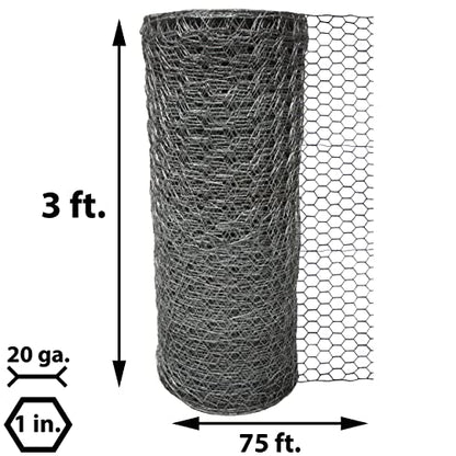 Acorn International PN13675 1"X36"X75' Poultry Netting, 3' Wide X 75' Long, Silver - size: 3' Wide X 75' Long, style: 1" Hexagon Pattern