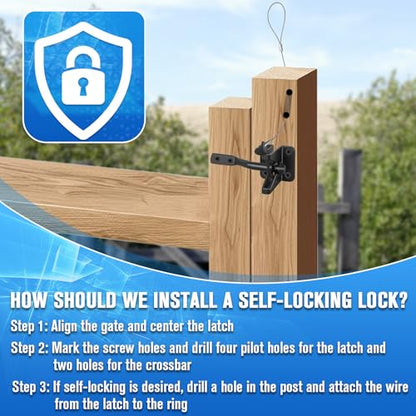 Anti Sag Gate Kit - Gate Hardware Kit - Fence Gate Kit Heavy Duty Gate Frame Kit, Adjustable Gate Corner Brace Bracket with Self-Locking Gate Latch for Wooden Fences, Shed Doors