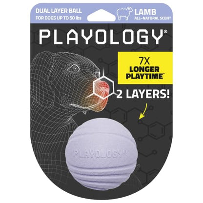 Playology Dog Toys | Dual Layer Ball Durable Chew Toy for Tough Chewers | Lamb Scented Medium Dog Toy | Chew Toys for Dogs - size: Medium, style: Lamb