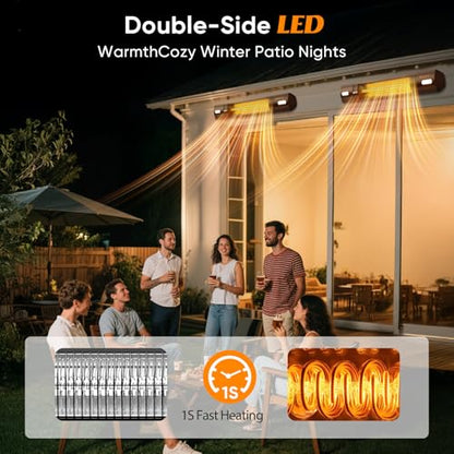 Wall Mounted Patio Heater with LED Light, 1500W Electric Outdoor Heater, Fast Carbon Infrared Heating with Remote & Timer, IP65 Waterproof for Backyard, Gazebo and Outside Evening - size: Sunlight Series