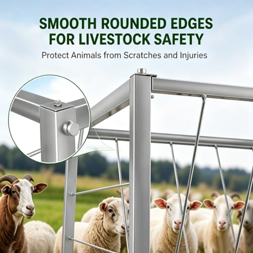 98Gal Pasture Hay Feeder, 2-in-1 Multi-Functional Livestock Feeder, Elevated & Stable Frame, Large Volume Container for Farm Ranch Kinds of Livestock