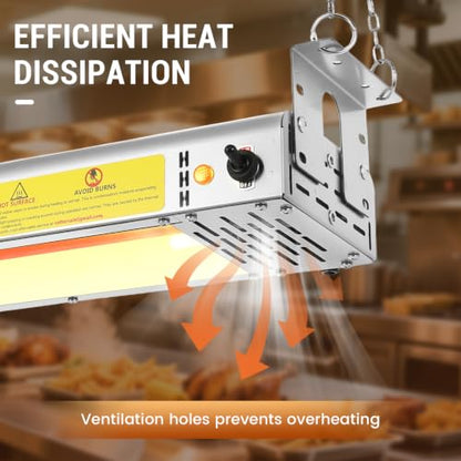 42-Inch Food Heat Lamp - 1000W Commercial Food Warmer Lamp Overhead Stainless Steel Catering Heat Lamps Electric Strip Heater for Restaurant Buffet Parties Kitchen, Silver 115V - color: Silver, size: 42 Inch