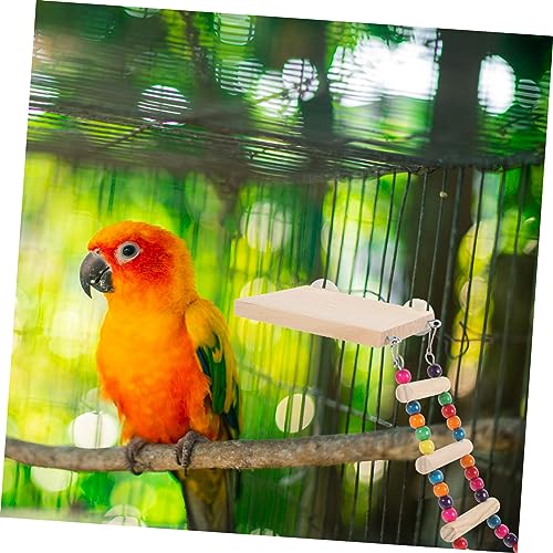 Happyyami Parrot Climbing Ladder Perch Platform Bird Biting Toy for Birds for Parakeets Cockatoos and Macaws Fun and Engaging - size: 43x10cm