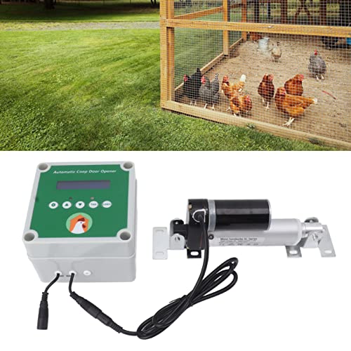 Haofy Automatic Chicken Coop Opener Linear Actuators Electric Poultry House Door Motor Kit with Light, Automatic Chicken Coop Door Opener,Closer (US Plug)