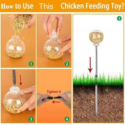 2 Pack Chicken Peck Toy Slow Feed Release Toy Chicken Feeder Ball Swing Feeder Pecking Toy for Hens Chicken Birds Parrots