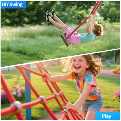 100Ft 3/4 Inch Heavy Duty Climbing Rope - for Tree Swing, Pulling, Outdoor & Gym Use (Red) - size: 100ft-Red-3/4