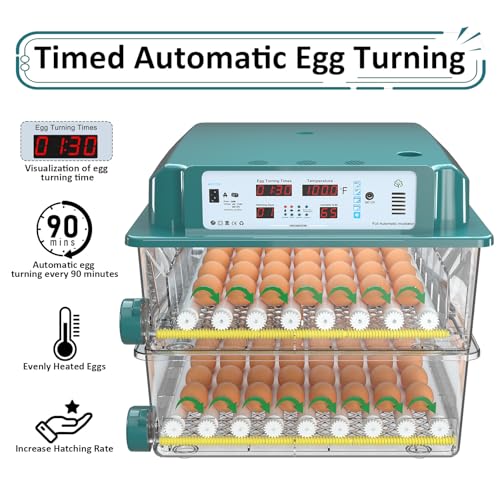 Incubators for Hatching Eggs 120, Chicken Egg Incubator with Automatic Egg Turning and Humidity Display, Temperature Control with 5 Automatic Incubation Modes, Incubation Day Counter