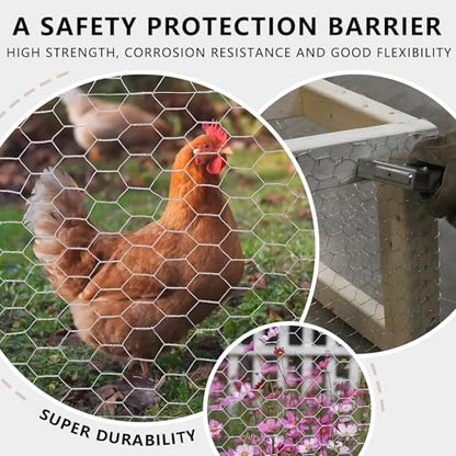Chicken Wire, 13.7 in x 50 ft Garden Fence, Wire Mesh, Chicken Wires Fencing, Mesh Hexagonal Galvanized Metal Poultry Netting for Chicken Coop Rabbit Dogs Barrier (13.7 in x 50 ft) - size: 13.7 in x 50 ft