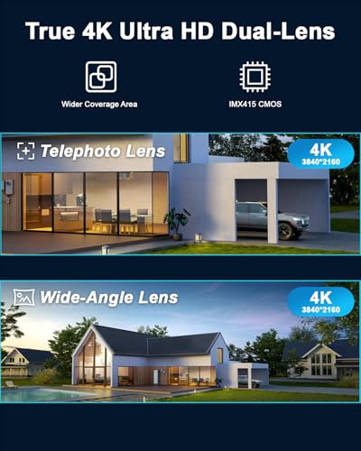 4K PTZ Security Camera Outdoor with Rapid 10X Hybrid Zoom, 355°Pan & 90° Tilt, True 8MP Dual-Lens WiFi Camera with Auto Tracking, AI Human/Vehicle/Pet Detection, Color Night Vision, RTSP