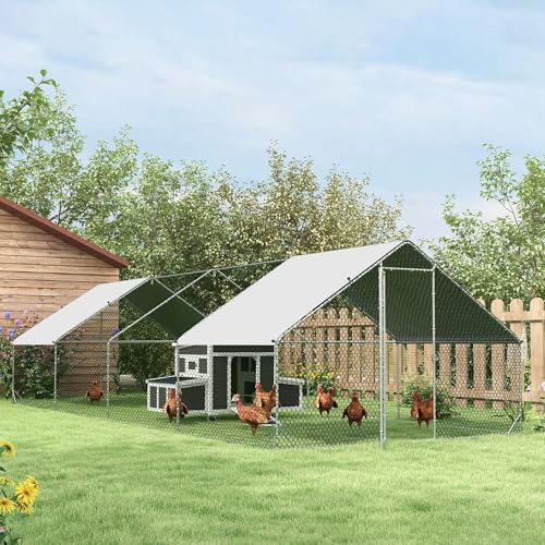 PawHut Wooden Chicken Coop, Chicken Tractor for 2-4 Chickens, Outdoor Poultry Cage Rabbit Hutch Duck Coop Hen House with Nesting Box, Tray, Windows, Dark Gray
