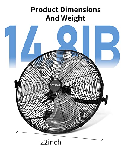 BEESTAR 20 inch High Velocity Wall Mount Fan,Industrial Fan with 3 Speed Commercial Ventilation,Easy Operation and 270 Degree Tilting,Metal Fan for Warehouse,Greenhouse, Workshop and Basement - style: 20 INCH