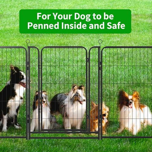 Kfvigoho Dog Playpen Outdoor Extra Wide 12 Piece Panels Heavy Duty Anti-Rust Coating-Strengthened Dog Fence 40" Height with Doors Portable for RV Camping Yard, Total 32FT, 79 Sq.ft, Snowy Black - style: 32"W x 40"H