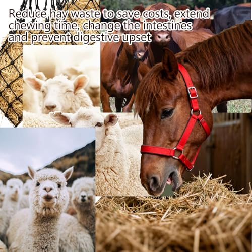 2-Pack Hay Bags for Horses,Large Slow Feed Hay Feeder for Goats,Sheep & Donkeys,Extra Strong Nylon Hay Bag for Trailers, Barns & Pastures,Easy Fill Design,Promote Healthy Grazing