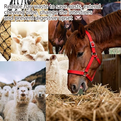 2-Pack Hay Bags for Horses,Large Slow Feed Hay Feeder for Goats,Sheep & Donkeys,Extra Strong Nylon Hay Bag for Trailers, Barns & Pastures,Easy Fill Design,Promote Healthy Grazing