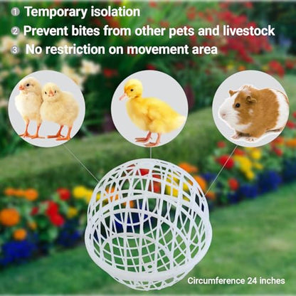 7.8" Ball-Shaped Movable Pigeon Chick Coop, Little Rabbit Duck Guinea Pig Safe Walking Net,Preventing Dog Bites, Predation by Eagles Wolves Cats Eagles, Pet Safety Cage - color: White