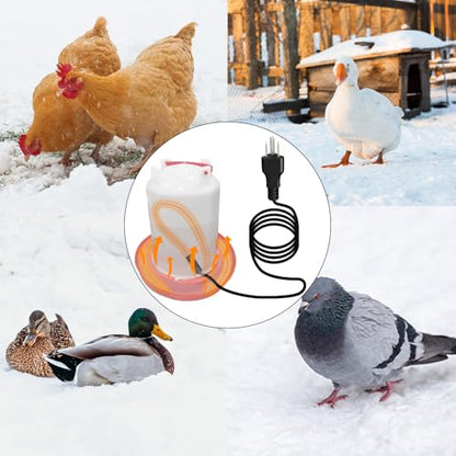Chicken Water Heater Cord, Freeze-Proof Heated Waterer for Chickens & Poultry, Safe Low-Watt Heating Cable Keeps Water Ice-Free in Winter for Ducks, Rabbits & Small Animals (1 Pack)
