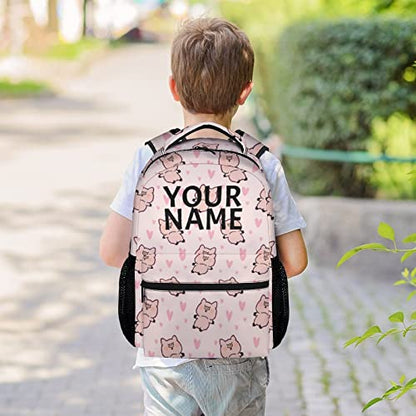 Personalized Pig Backpack Gifts with Text Name, 16 Inch Cute Pig Bookbag Durable, Lightweight, Large Capacity, Funny Animal Backpack for School Girls Kids Women - color: Style-2-1