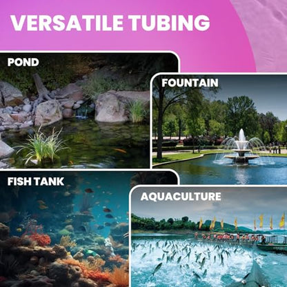 656FT Pond Hose, 3/8” Inner Diameter Heavy Duty Black Tubing, 90Lbs Weighted & Self-Sinking Hose for Large Pond Aeration, Lake, Aquaculture and Water Transfer