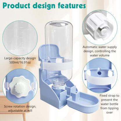 kathson Rabbit Water Bottle, 17oz Hanging Water Fountain Automatic Dispenser No Leak WaterFeeder for Bunny Chinchilla Guinea Pig Hedgehog Ferret, Blue - size: 1PCS Water Dispenser, Blue