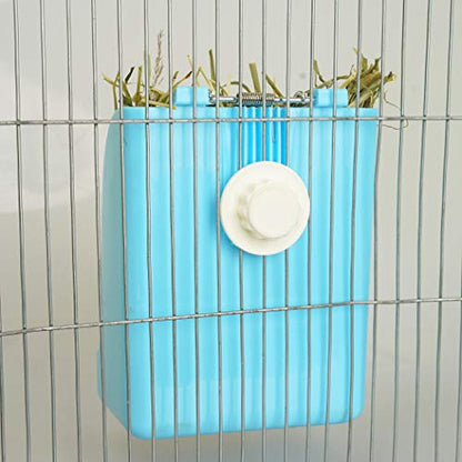 CalPalmy 2-Pack Hay Feeder for Rabbits, Guinea Pigs, and Chinchillas - Minimize Waste and Mess with 5 1/2" x 3" x 7 3/8" Hanging Alfalfa and Timothy Hay Dispenser - color: Blue+Blue, size: 5 1/2" x 3" x 7 3/8" (2-Pack)
