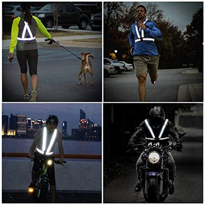 Reflective Vest Running Gear 3Pack, Adjustable Safety Vests High Visible Reflective Belt Straps - color: Green,black,blue