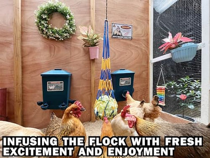 Automatic Port Chicken Feeder and Cup Waterer Set - Chicken Coop Accessories, No Waste Poultry Feeder, 3 Gallon/16 Pounds