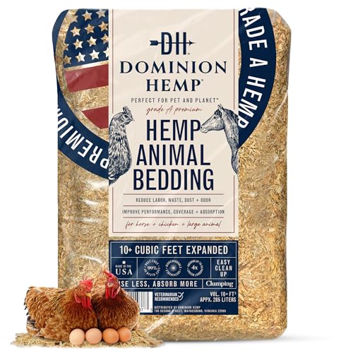 Premium Hemp Bedding for Chicken Coops 285L (~10 Cu Ft usable Volume) - Made in USA - Ideal Nesting Material for Newly Hatched Chicks, Brooder Cover, Small Pet Bedding - 30lbs, 1-Pack