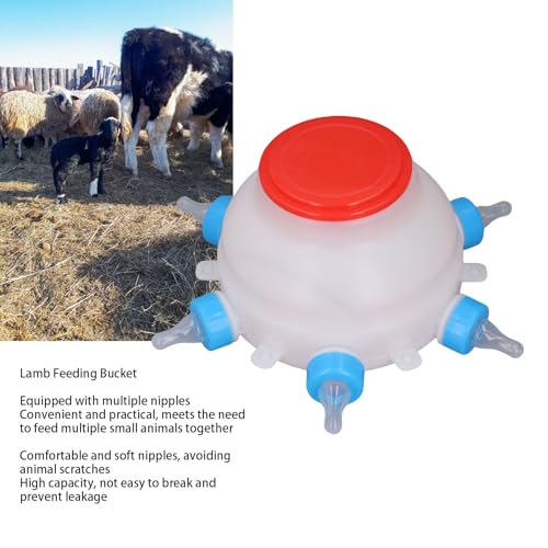 Haofy Automatic Lamb Feeding Bucket Adjustable Control, Portable Animal Milk Feeder with BPA Nipples Leak Proof Design for Piglets Sheep Goats Ideal for Farms Homesteads Veterinary Use