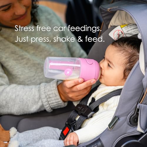 PopYum 5 oz Pink Anti-Colic Formula Making Baby Bottles, 2-Pack | #1 Slow Flow Nipples, 150 ml, BPA-Free, Natural Latch, Mixing Dispenser - color: Pink, size: 5 Ounce (Pack of 2)